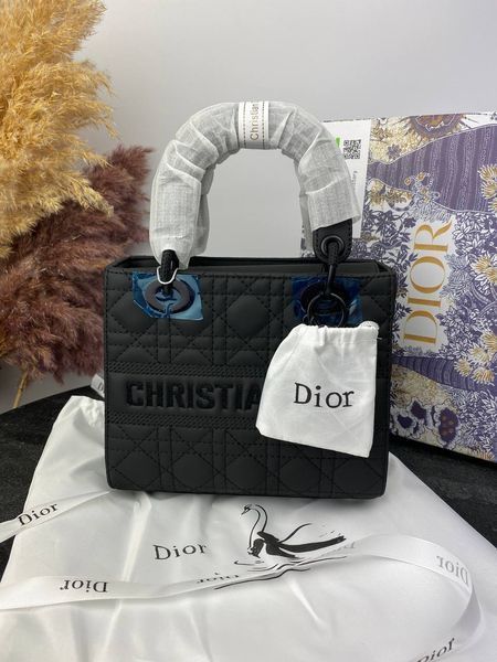 Сумка в стилі Dior Lady Total Black Logo Р6012 фото