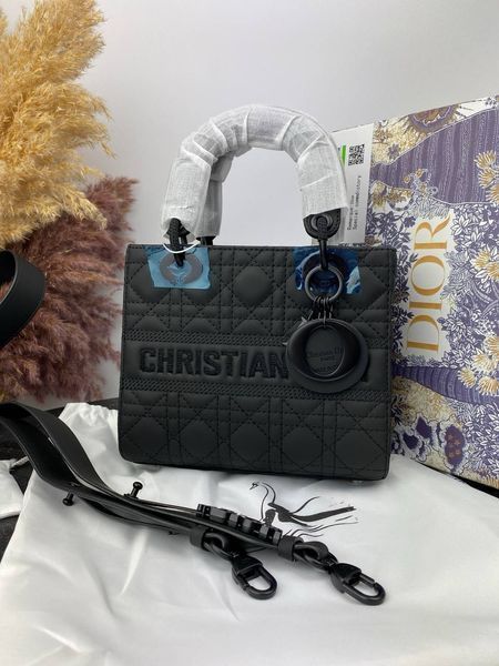 Сумка в стилі Dior Lady Total Black Logo Р6012 фото