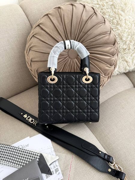 Сумка в стилі Dior Lady Black Gold P6029 фото