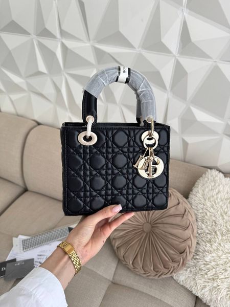 Сумка в стилі Dior Lady Black Gold P6029 фото