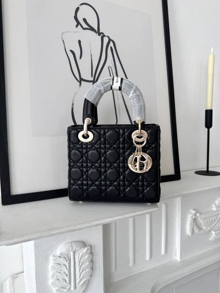 Сумка в стилі Dior Lady Black Gold P6029 фото