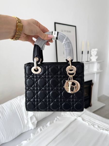 Сумка в стилі Dior Lady Black Gold P6029 фото