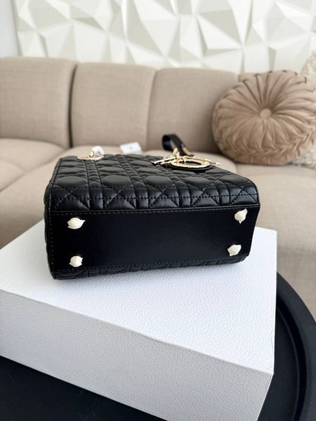 Сумка в стилі Dior Lady Black Gold P6029 фото