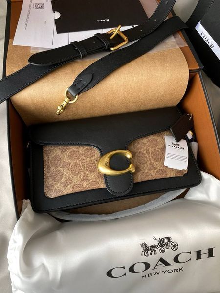Сумка в стилі Coach Tabby Black/Beige P9008 фото