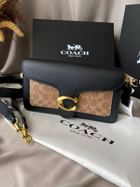 Сумка в стилі Coach Tabby Black/Beige P9008 фото