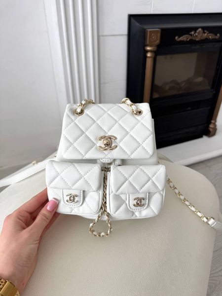 Модель в стилі Chanel Backpack Milk Gold Texture P10135 фото