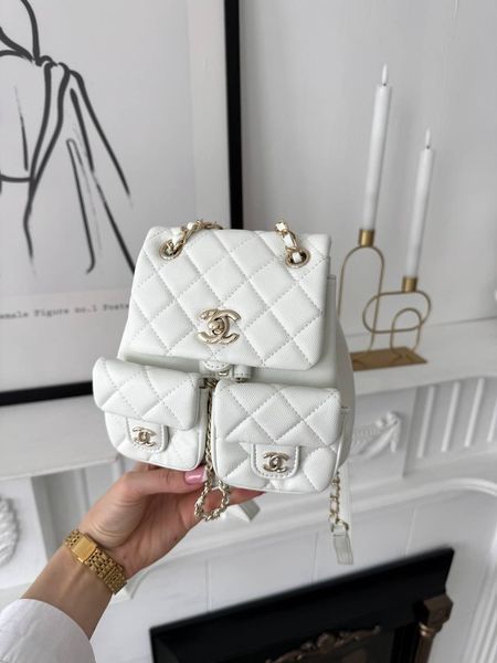 Модель в стилі Chanel Backpack Milk Gold Texture P10135 фото