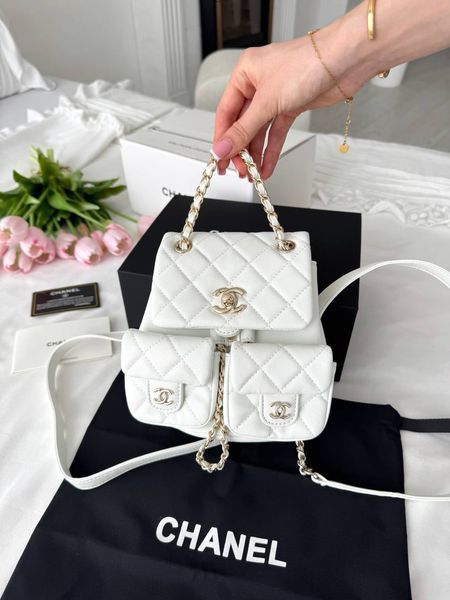 Модель в стилі Chanel Backpack Milk Gold Texture P10135 фото