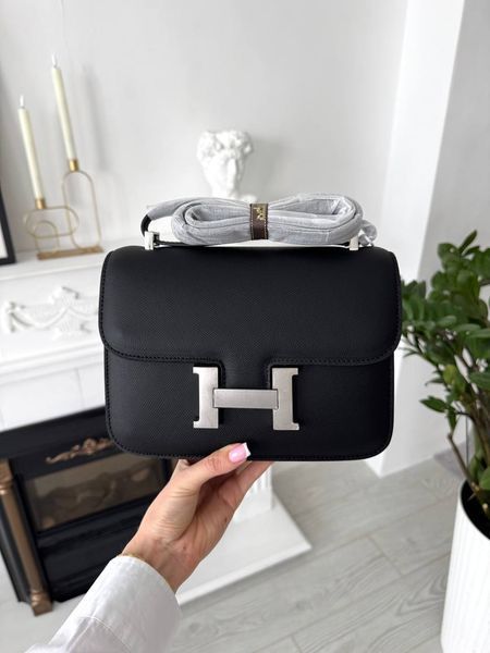 Сумка в стилі  Hermes Constance Black Silver P15042 фото