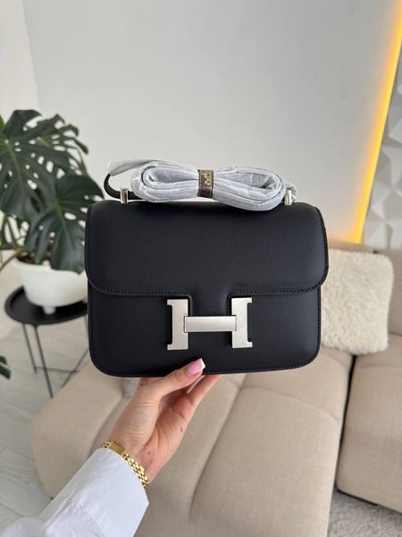 Сумка в стилі  Hermes Constance Black Silver P15042 фото