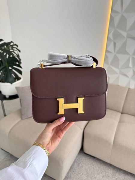 Сумка в стилі Hermes Constance Chocolate Gold P15040 фото
