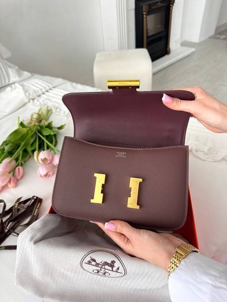 Сумка в стилі Hermes Constance Chocolate Gold P15040 фото