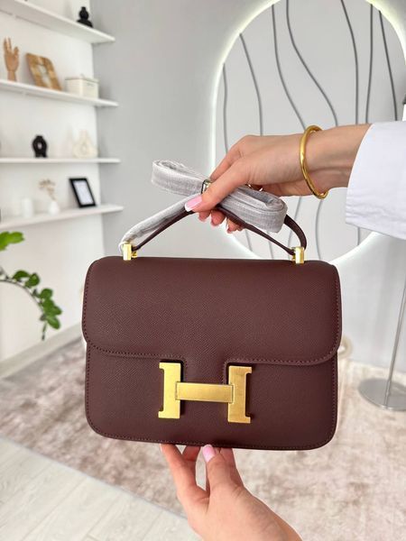 Сумка в стилі Hermes Constance Chocolate Gold P15040 фото