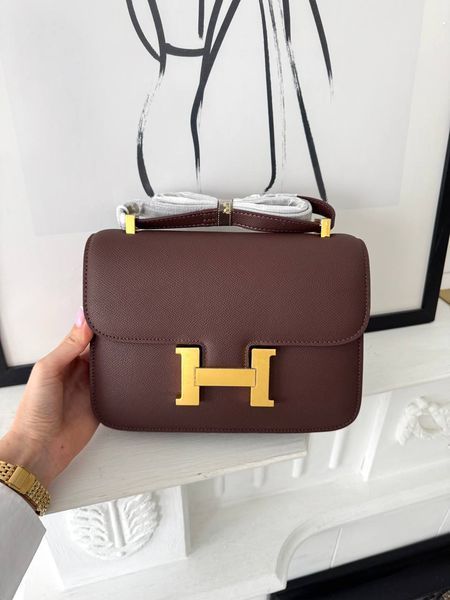 Сумка в стилі Hermes Constance Chocolate Gold P15040 фото