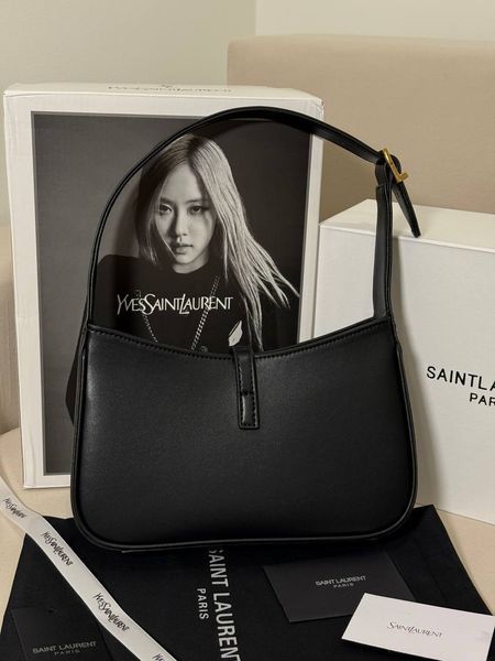 Сумка в стилі Yves Saint Laurent Hobo  Black/Gold 25 см 127-1 фото