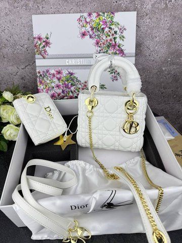 Сумка в стилі Dior Lady Milk Gold + гаманець P6023 фото