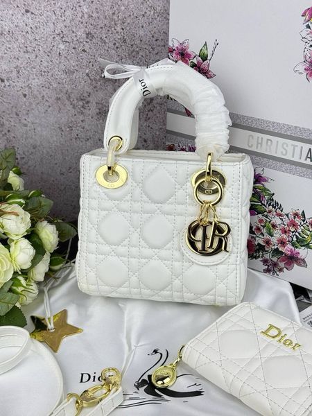 Сумка в стилі Dior Lady Milk Gold + гаманець P6023 фото