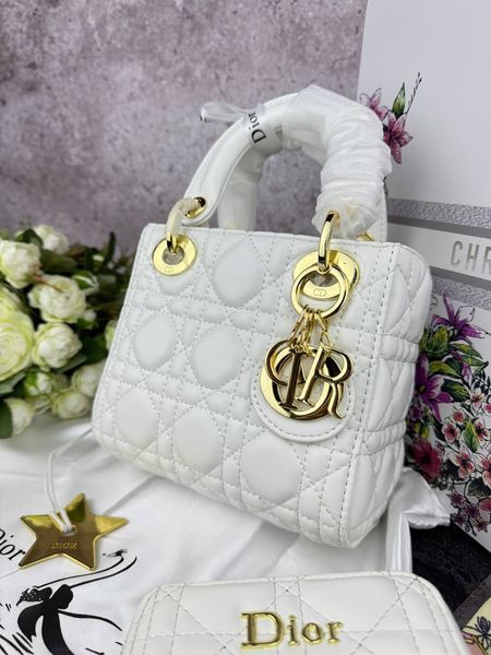 Сумка в стилі Dior Lady Milk Gold + гаманець P6023 фото