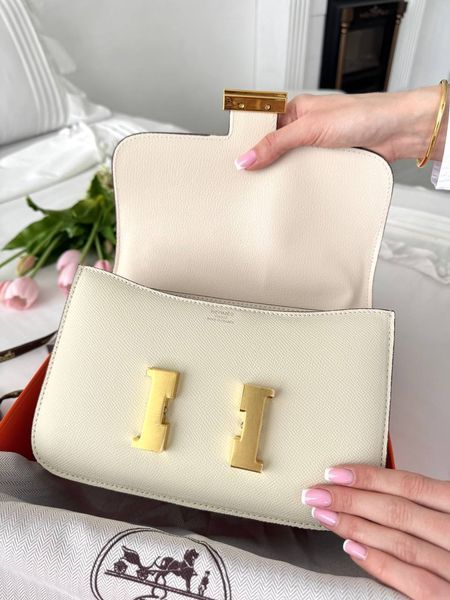 Сумка в стилі Hermes Constance Milk Gold P15039 фото