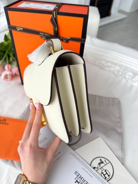 Сумка в стилі Hermes Constance Milk Gold P15039 фото