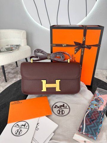 Сумка в стилі Hermes Constance Chocolate Gold  P15037 фото