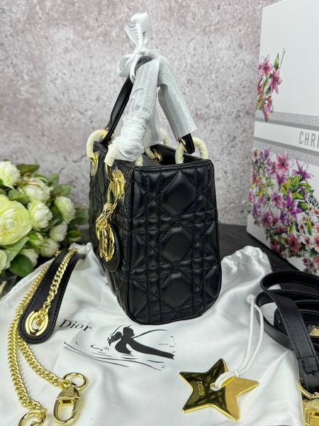 Сумка в стилі Dior Lady Black Gold + гаманець P6022 фото