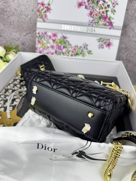 Сумка в стилі Dior Lady Black Gold + гаманець P6022 фото