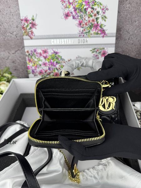 Сумка в стилі Dior Lady Black Gold + гаманець P6022 фото