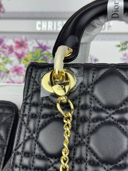 Сумка в стилі Dior Lady Black Gold + гаманець P6022 фото
