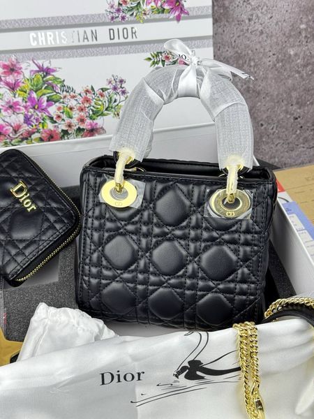 Сумка в стилі Dior Lady Black Gold + гаманець P6022 фото