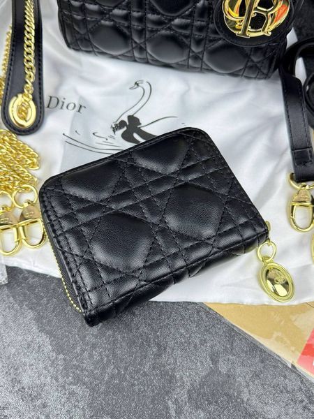 Сумка в стилі Dior Lady Black Gold + гаманець P6022 фото