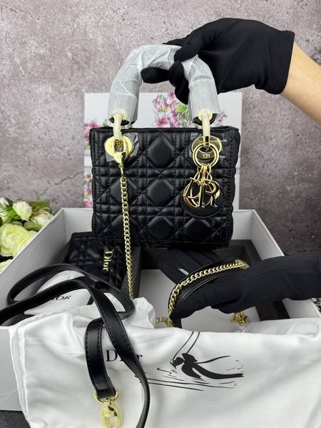 Сумка в стилі Dior Lady Black Gold + гаманець P6022 фото