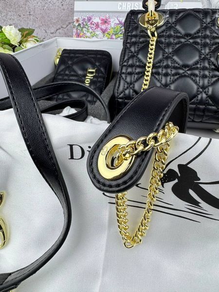 Сумка в стилі Dior Lady Black Gold + гаманець P6022 фото