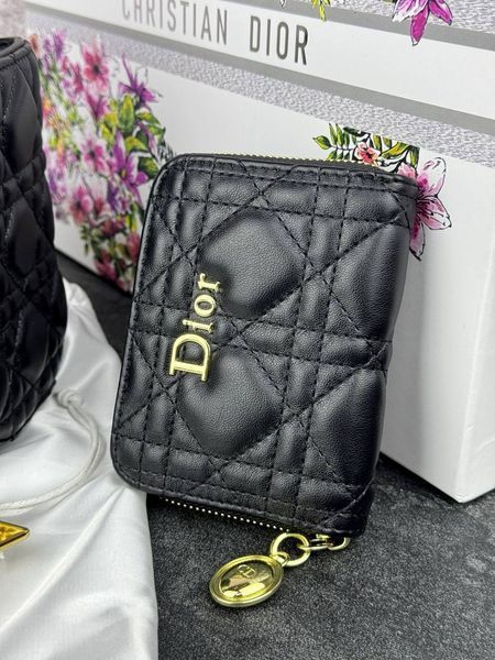 Сумка в стилі Dior Lady Black Gold + гаманець P6022 фото