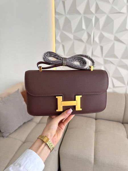 Сумка в стилі Hermes Constance Chocolate Gold  P15037 фото