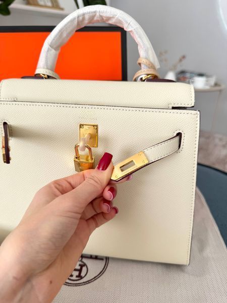 Сумка в стилі Hermes Kelly 25 Milk Gold P15025 фото