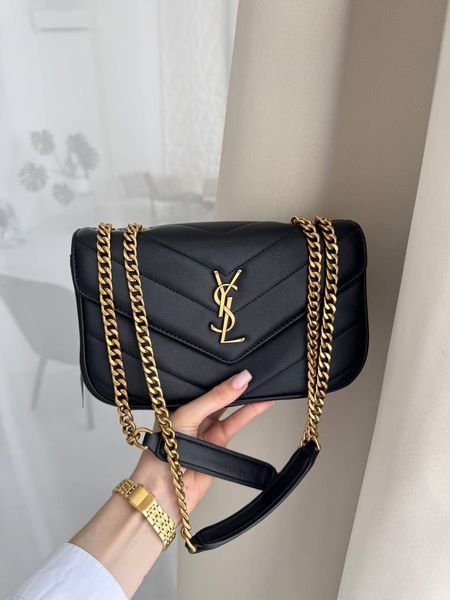 Сумка в стилі   Yves Saint Laurent LouLou Black Gold 24 см 	P5049 фото