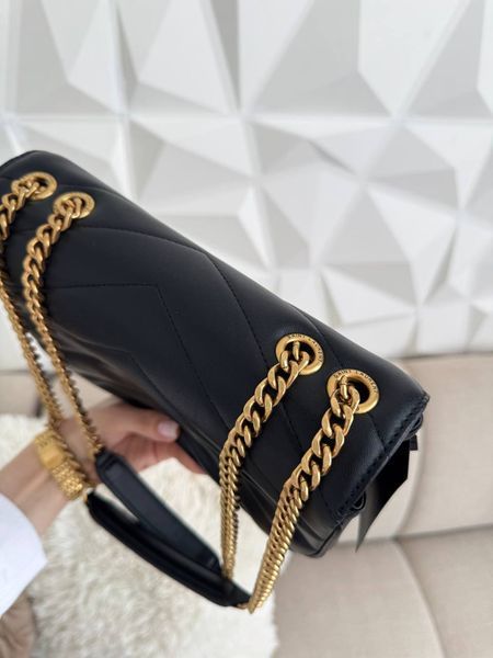 Сумка в стилі   Yves Saint Laurent LouLou Black Gold 24 см 	P5049 фото