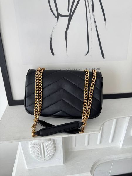 Сумка в стилі   Yves Saint Laurent LouLou Black Gold 24 см 	P5049 фото