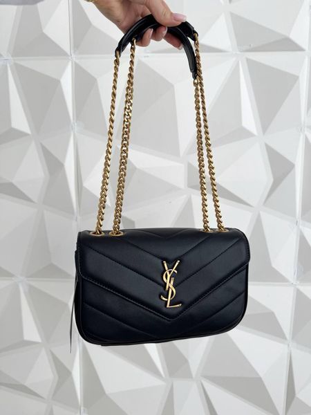 Сумка в стилі   Yves Saint Laurent LouLou Black Gold 24 см 	P5049 фото