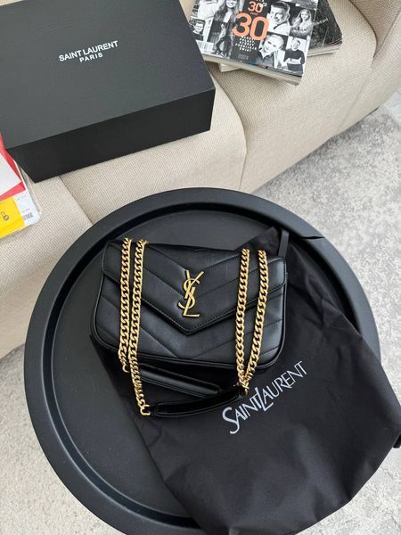 Сумка в стилі   Yves Saint Laurent LouLou Black Gold 24 см 	P5049 фото
