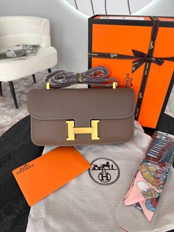 Сумка в стилі Hermes Constance Gray Gold P15036 фото