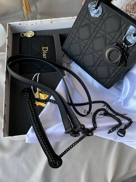 Сумка в стилі Dior Lady Total Black + гаманець Р6008 фото