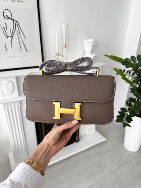 Сумка в стилі Hermes Constance Gray Gold P15036 фото