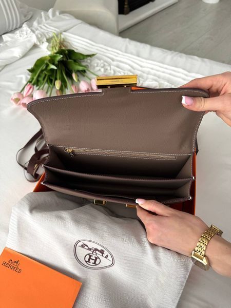 Сумка в стилі Hermes Constance Gray Gold P15036 фото