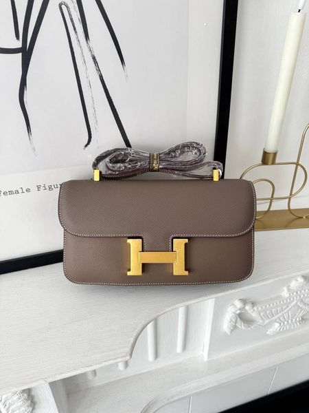 Сумка в стилі Hermes Constance Gray Gold P15036 фото