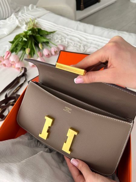 Сумка в стилі Hermes Constance Gray Gold P15036 фото