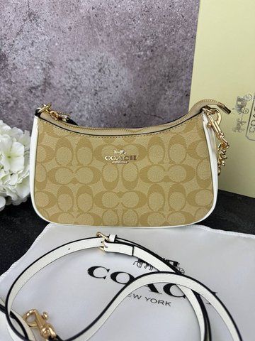 Сумка в стилі Coach Beige/White P9038 фото