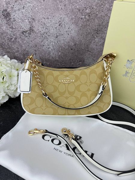 Сумка в стилі Coach Beige/White P9038 фото