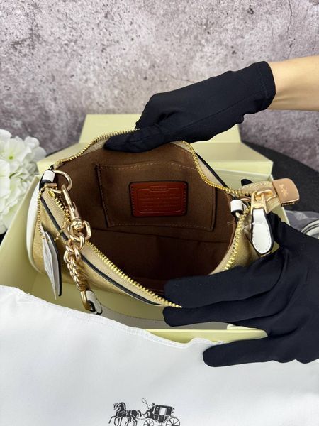 Сумка в стилі Coach Beige/White P9038 фото